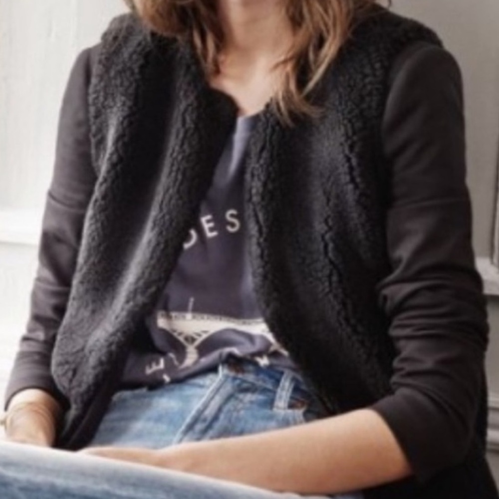 MADEWELL NEW WOMENS SMALL Black Faux Fur Vest - Picture 12 of 12